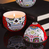 Ladenac Red Skull Candle In Ceramic Egg